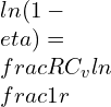 ln(1-\\eta)=\\frac{R}{C_v} ln\\frac{1}{r}