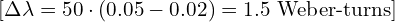 [ \Delta \lambda = 50 \cdot (0.05 - 0.02) = 1.5 \text{ Weber-turns} ]