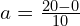 a = \frac{20 - 0}{10}