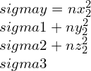 \\sigma y=nx_{2}^{2}\\sigma 1+ny_{2}^{2}\\sigma 2+nz_{2}^{2}\\sigma 3