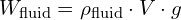 W_{\text{fluid}} = \rho_{\text{fluid}} \cdot V \cdot g