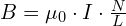 B = mu_0 cdot I cdot frac{N}{L}