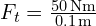 F_t = \frac{50 \, \text{Nm}}{0.1 \, \text{m}}