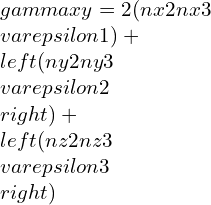 \\gamma xy=2(nx2nx3\\varepsilon 1)+\\left ( ny2ny3\\varepsilon 2 \\right )+\\left ( nz2nz3\\varepsilon 3 \\right )