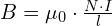 B = mu_0 cdot frac{N cdot I}{l}