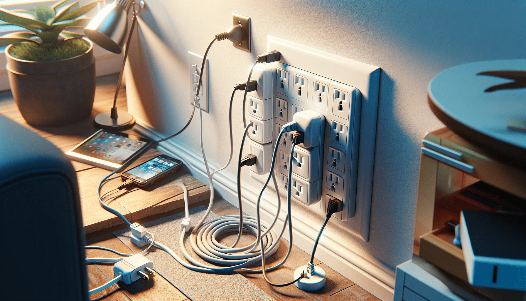 two surge protectors plugged into one outlet