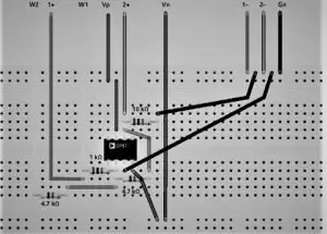 Summing amplifier breadboard circuit 2 300x215 1