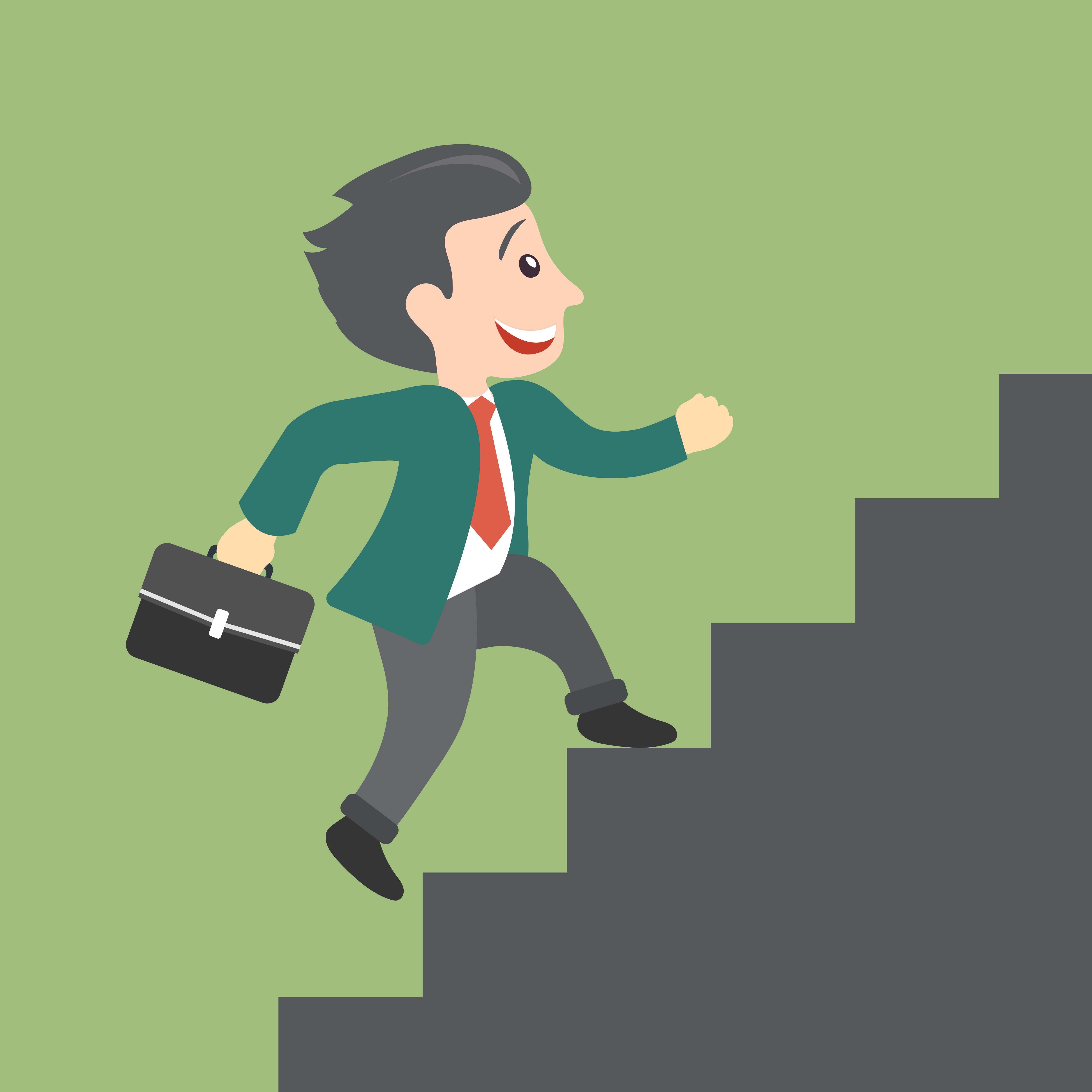 vector man climbing the stairs business development and career growth concept