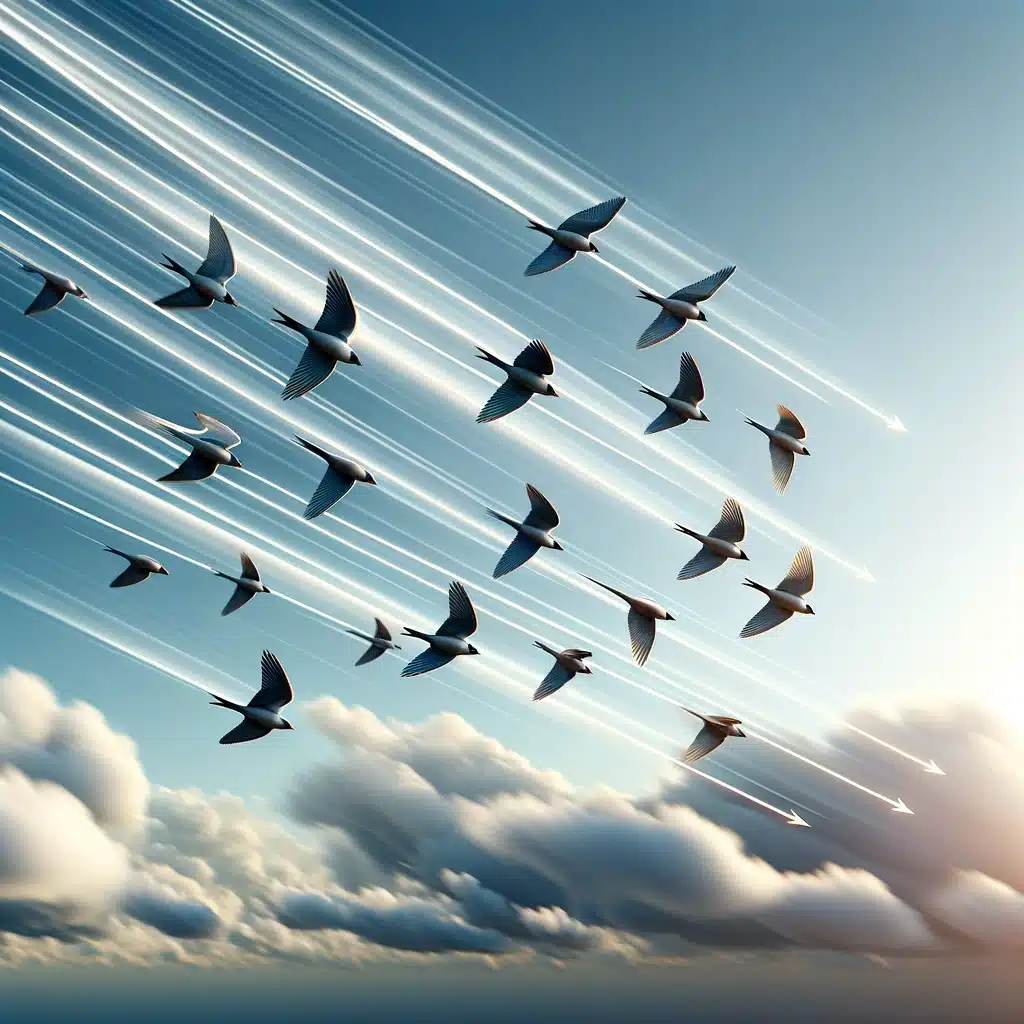 Birds flying -example of Horizontal Motion