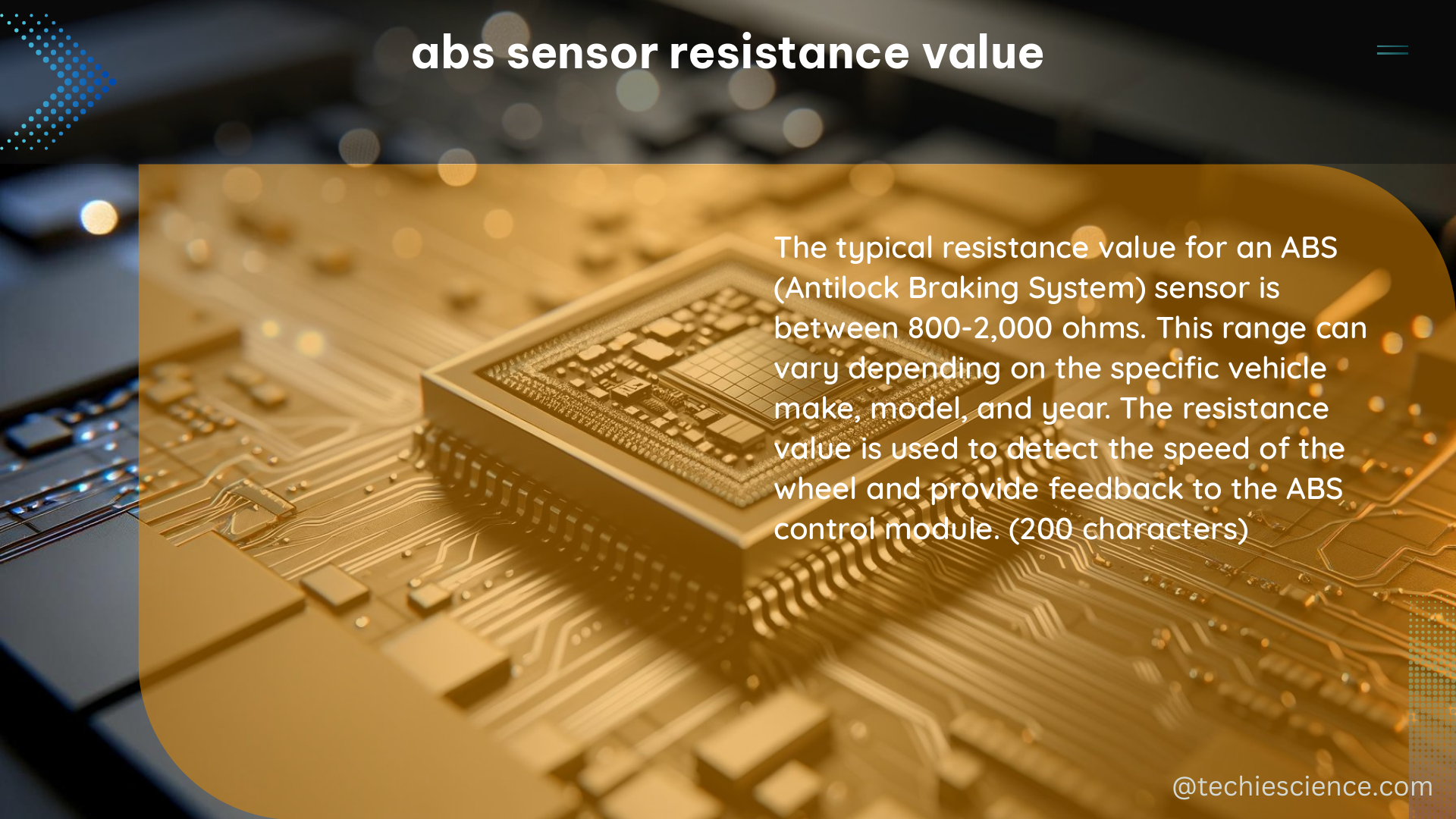 abs sensor resistance value