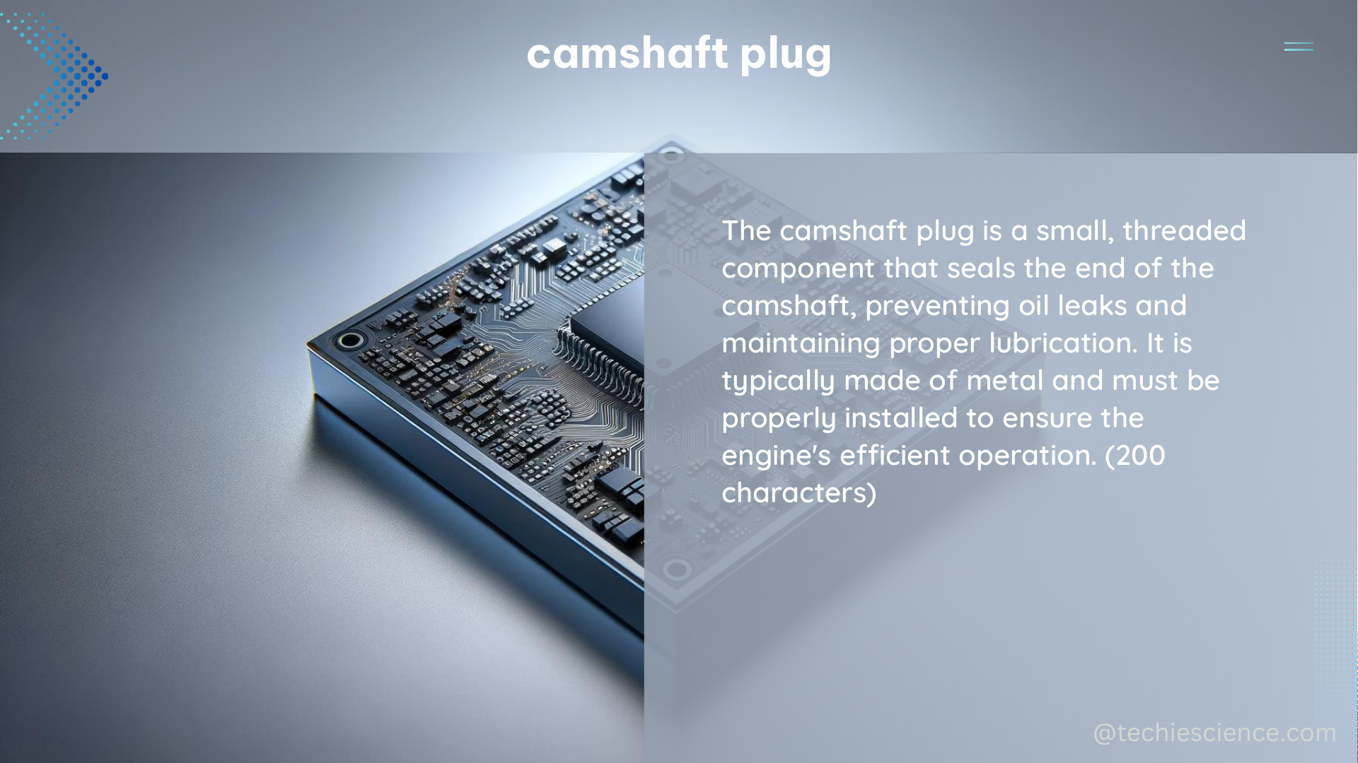 camshaft plug