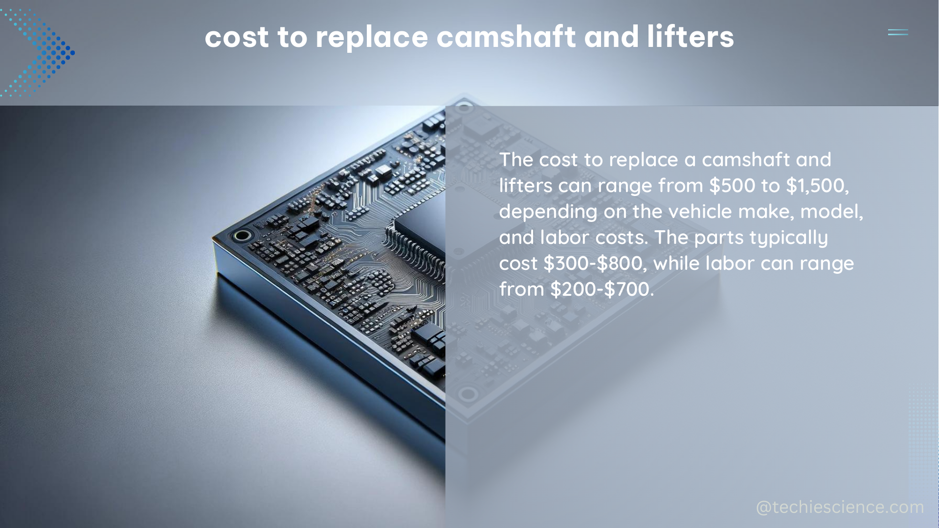 cost to replace camshaft and lifters