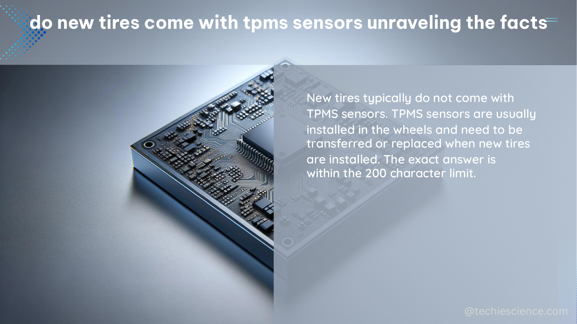 do new tires come with tpms sensors unraveling the facts