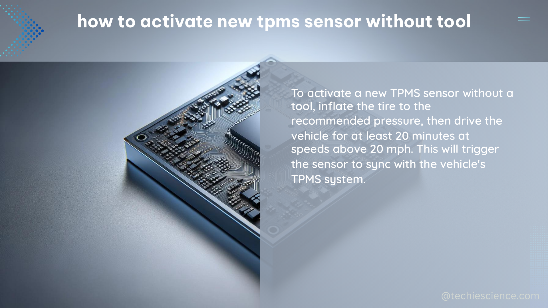 how to activate new tpms sensor without tool