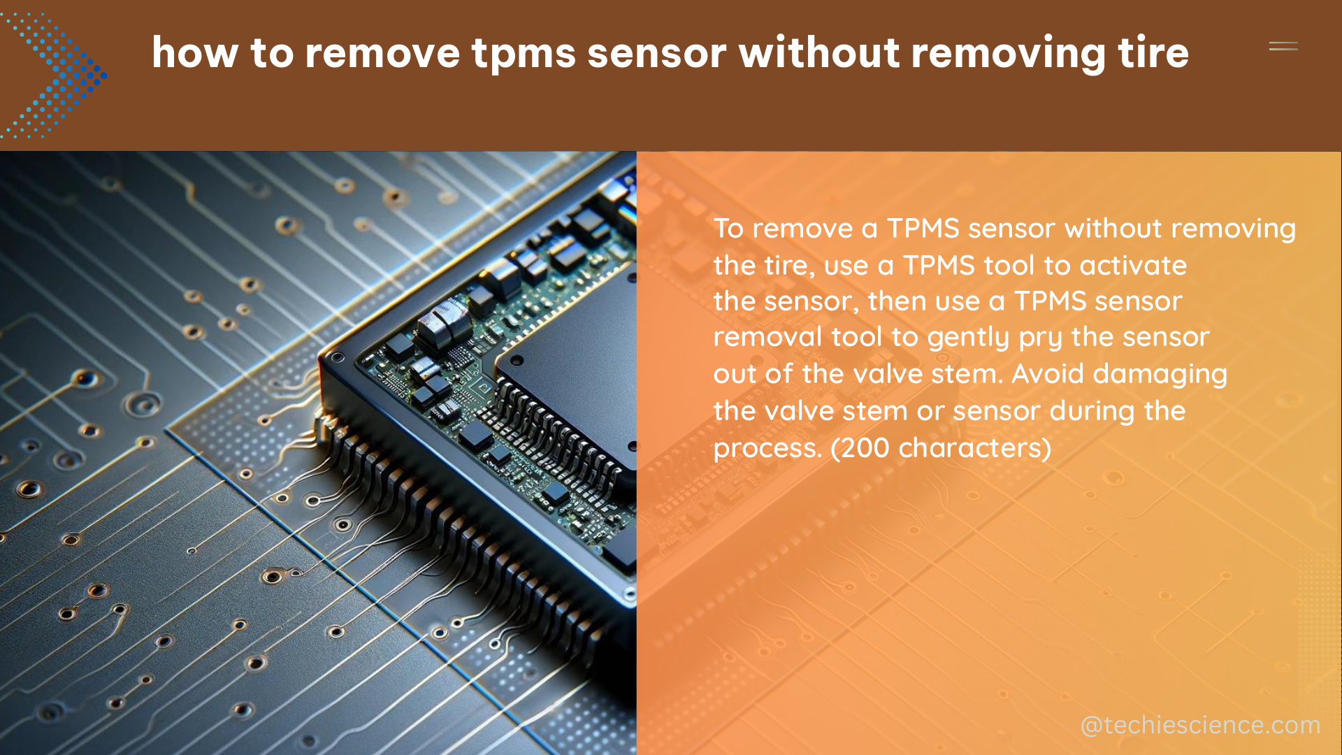 how to remove tpms sensor without removing tire