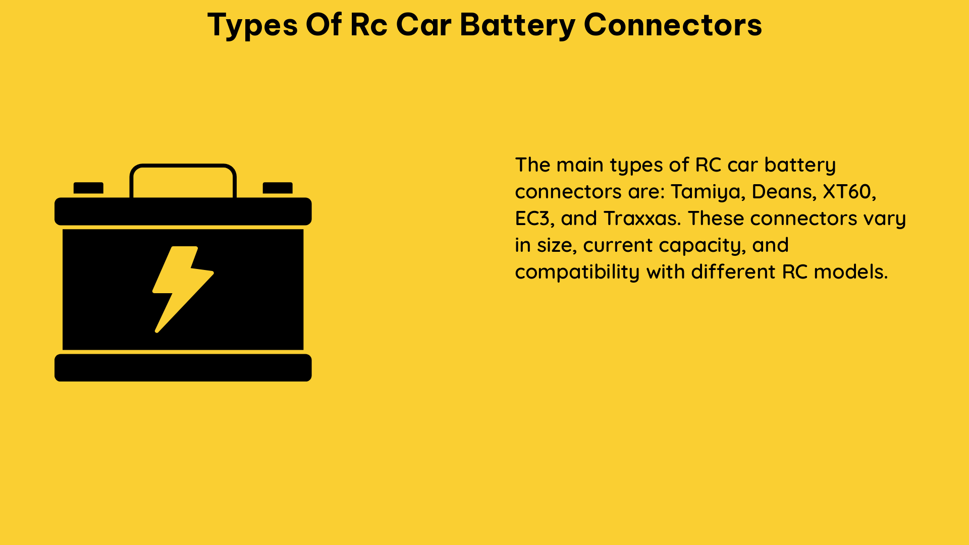 types of rc car battery connectors