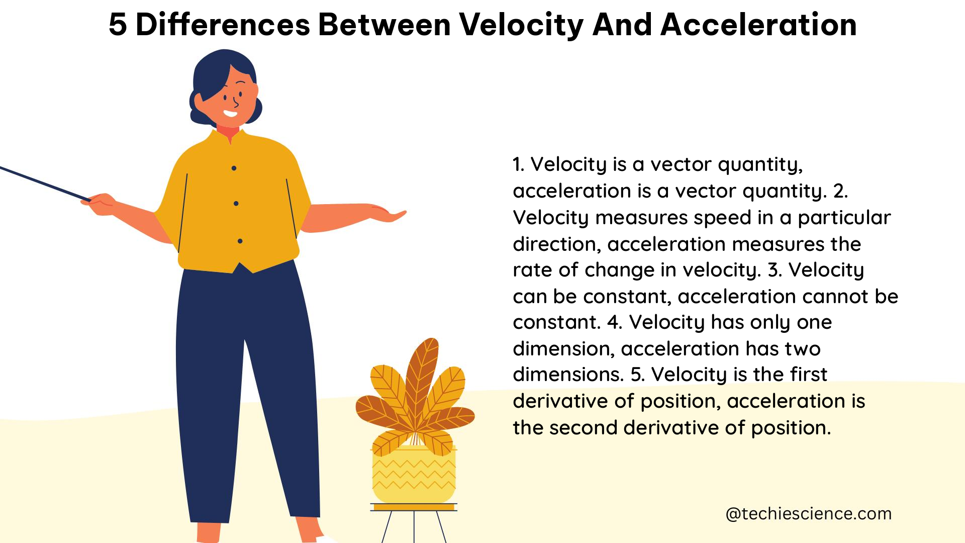 5 differences between velocity and acceleration