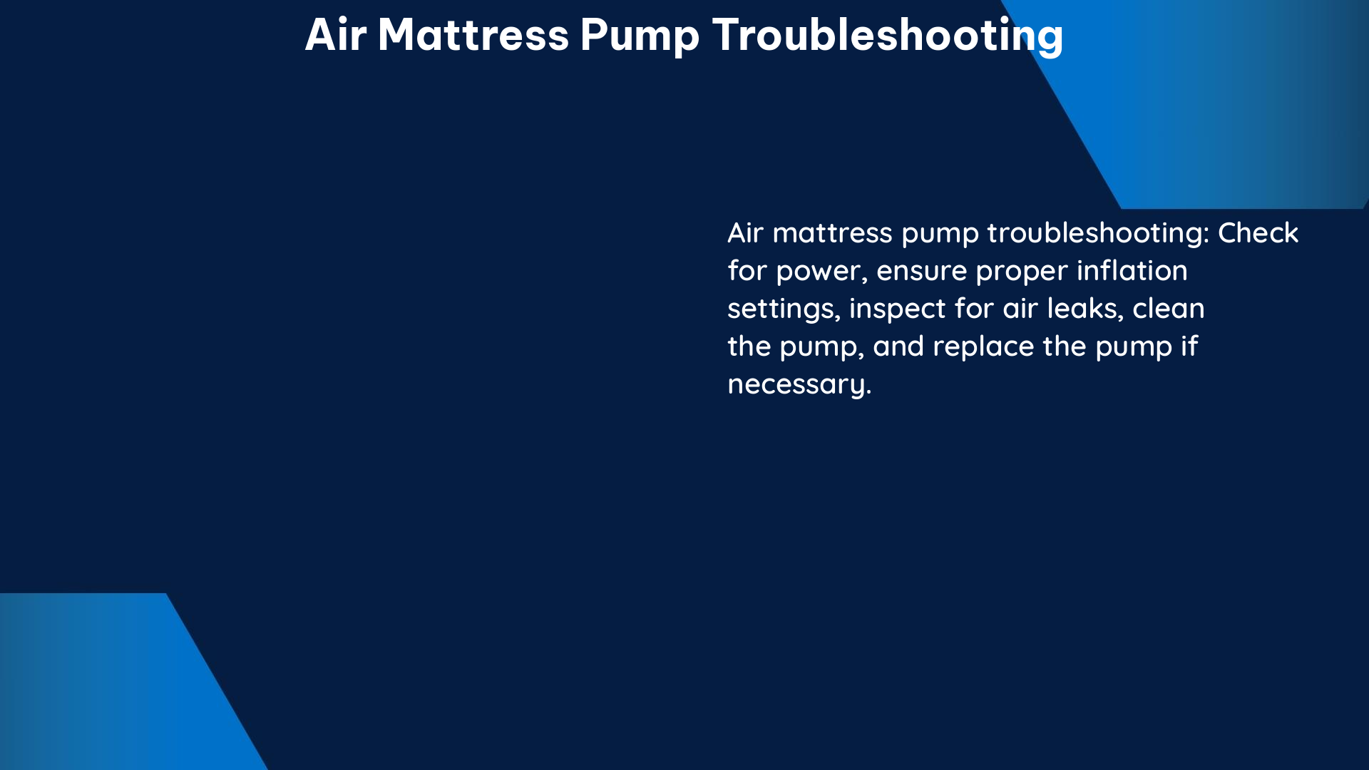 air mattress pump troubleshooting