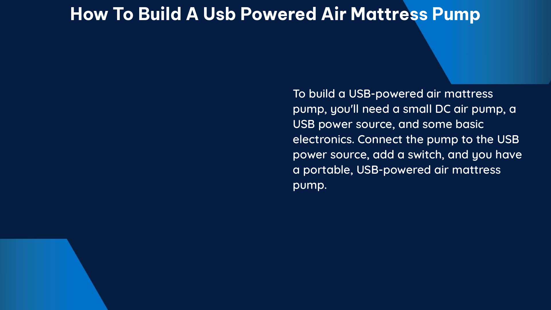 how to build a usb powered air mattress pump