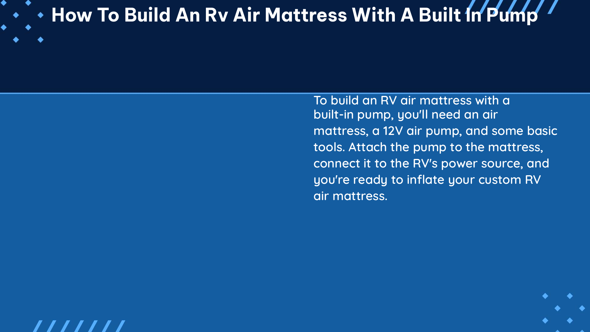 how to build an rv air mattress with a built in pump