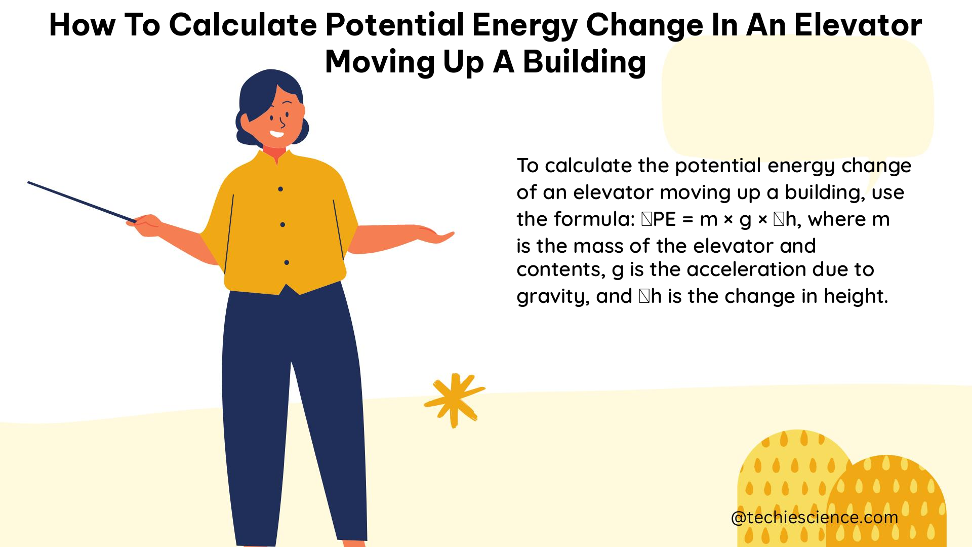 how to calculate potential energy change in an elevator moving up a building