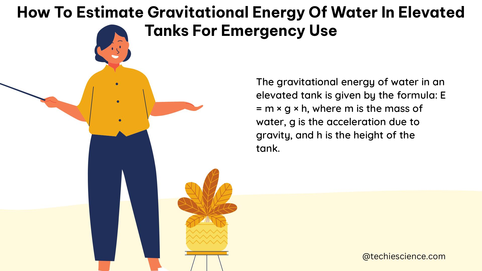 how to estimate gravitational energy of water in elevated tanks for emergency use