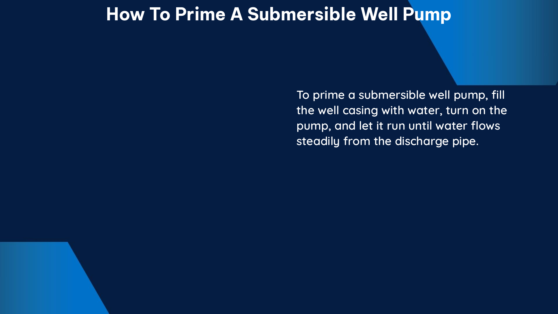 how to prime a submersible well pump