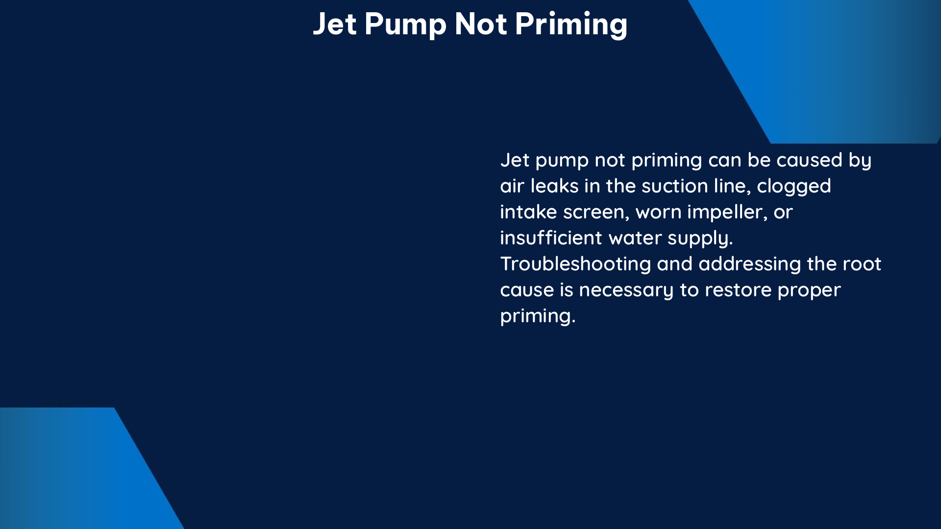 jet pump not priming