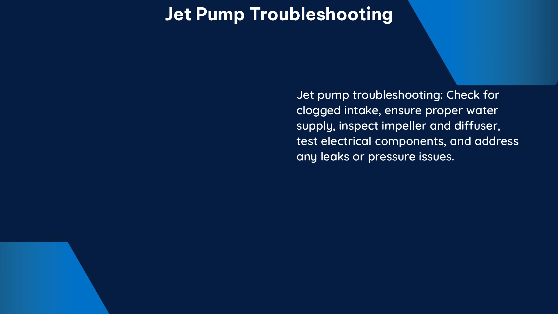 jet pump troubleshooting