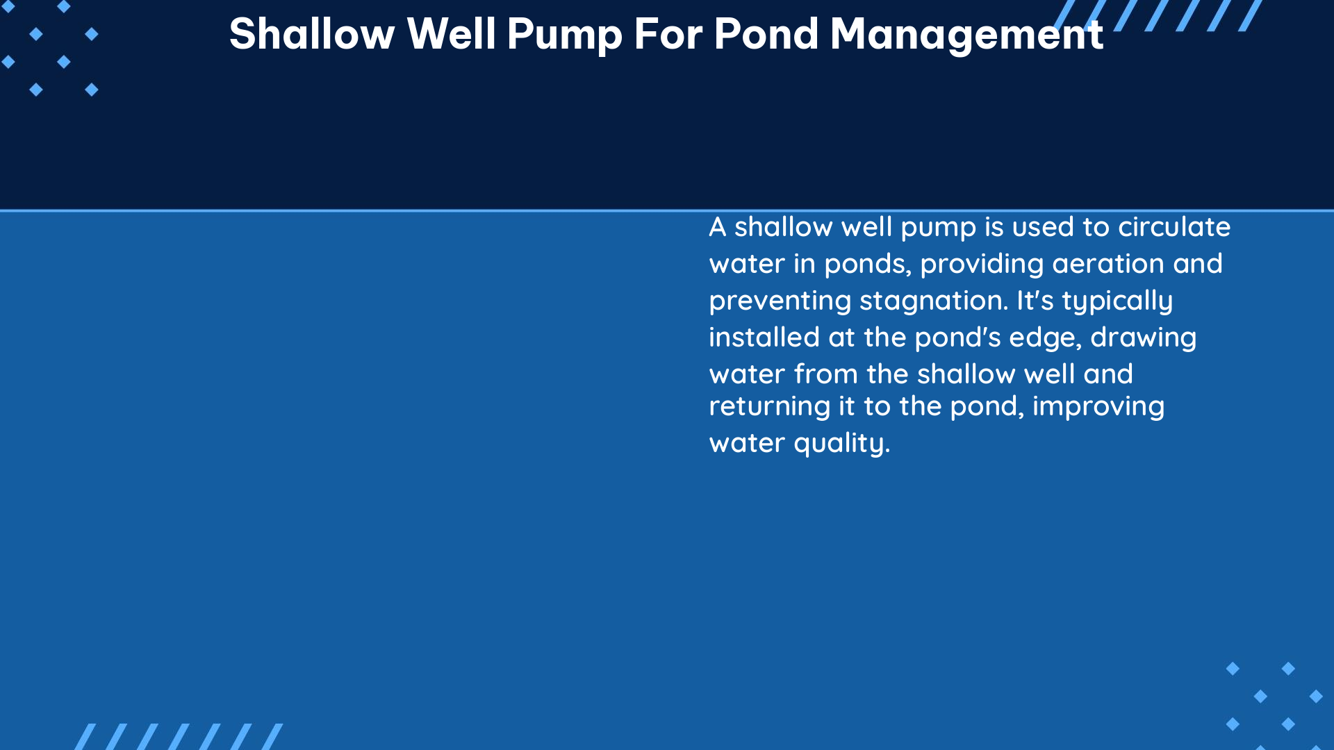 shallow well pump for pond management