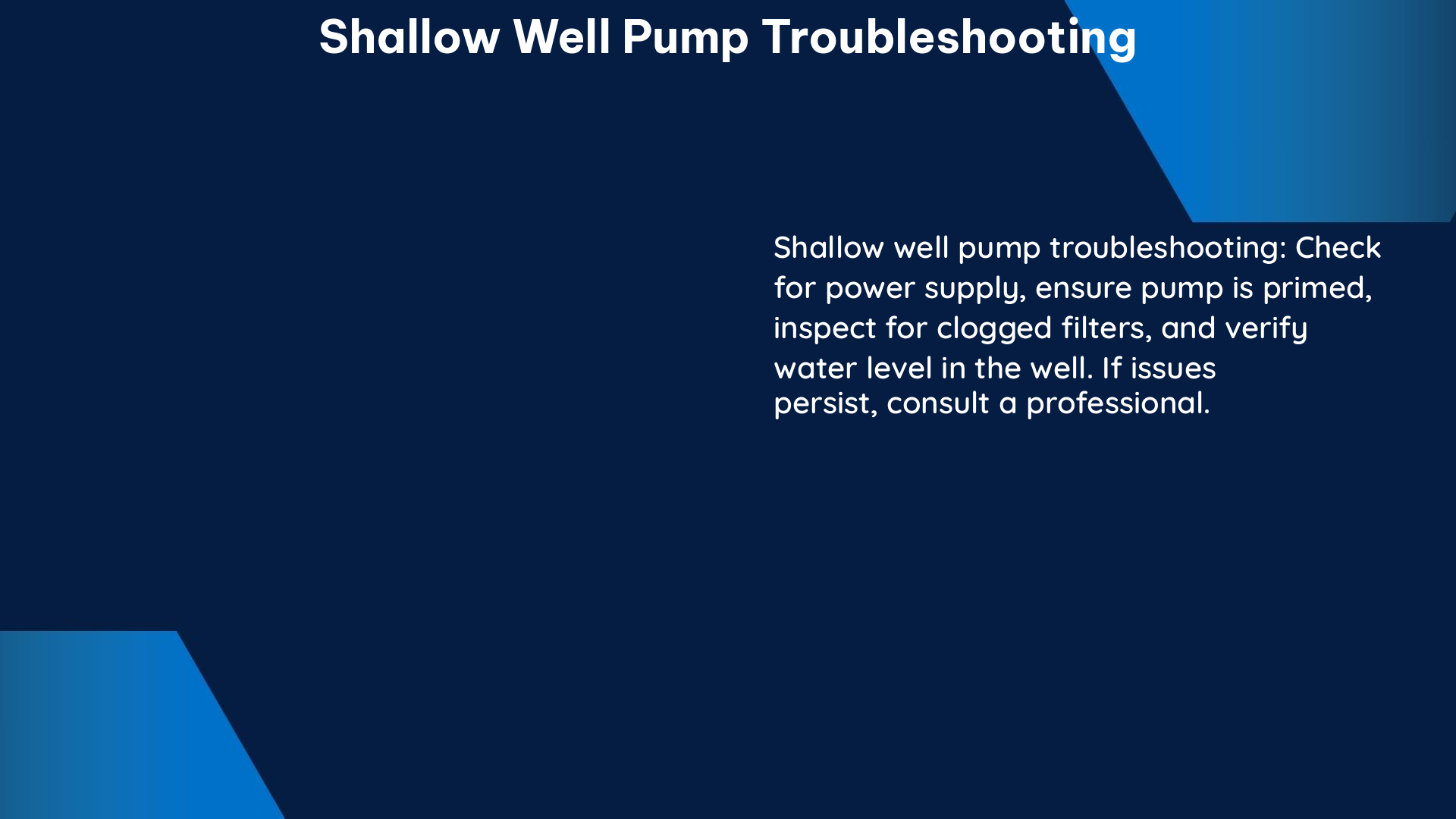 shallow well pump troubleshooting