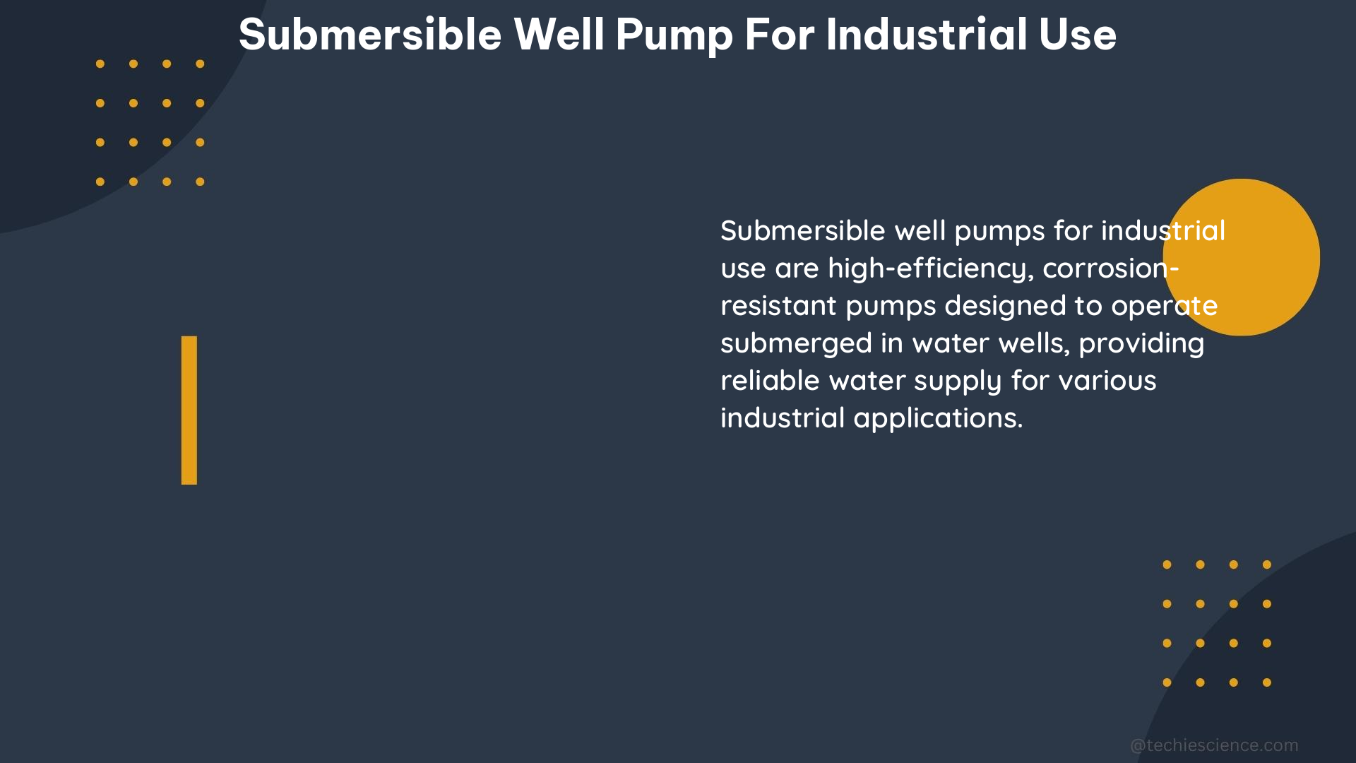 submersible well pump for industrial use