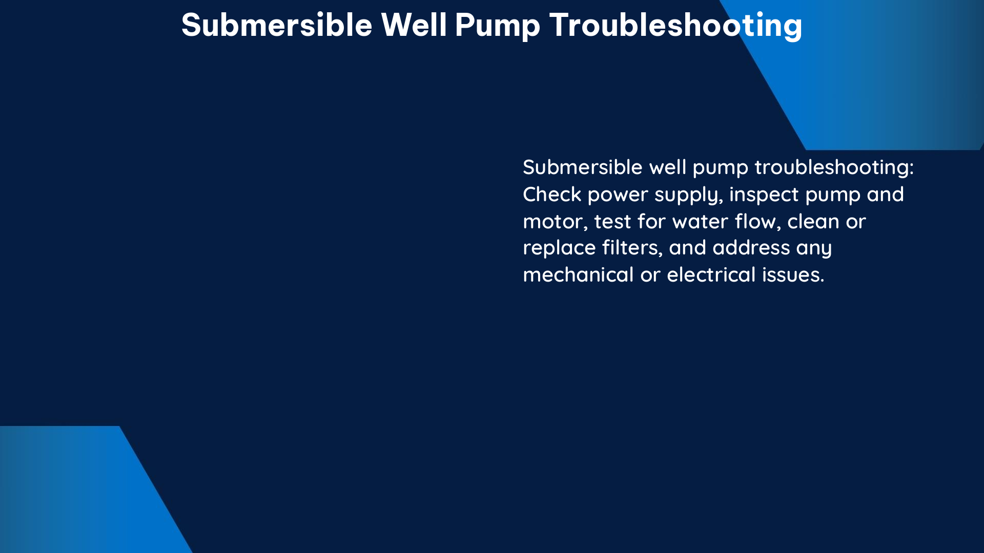 submersible well pump troubleshooting