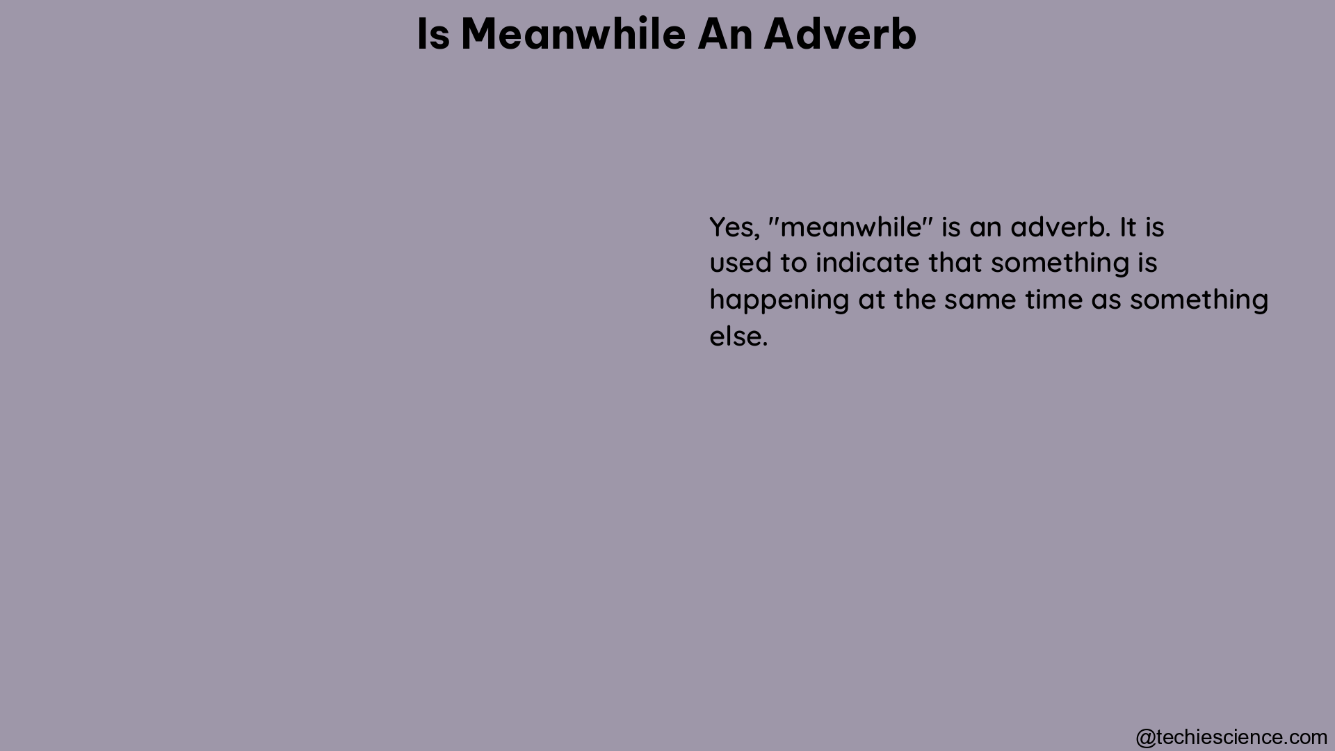 is meanwhile an adverb