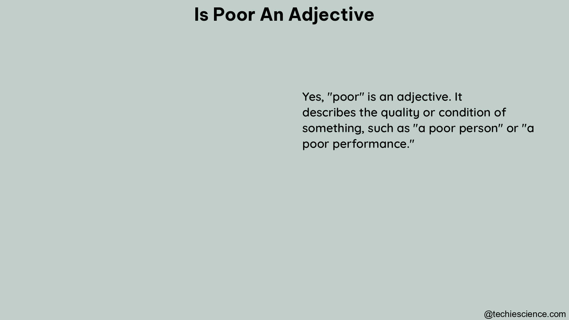 is poor an adjective